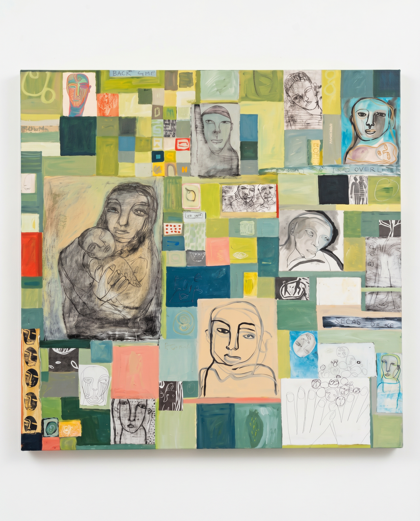 "Back & Forth" Abstract Collage on Board by D. Putnoi 64W x 64H