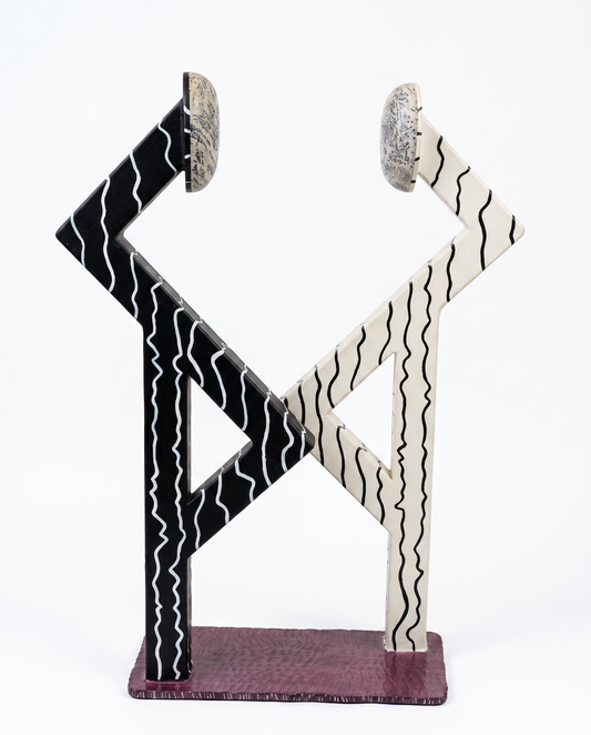 "Balancing Act" by R. Cordisco '92, Black & White Ptd. Stainless Steel Sculpture 16 X 6 X 22H