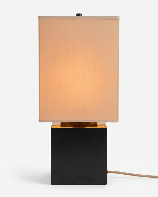 Barragan Black Block Table Lamps w/Fabric Shades (PAIR) 27.5H