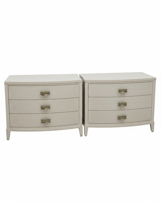 Bernhardt East Hampton Aged Silver, Cerused Linen 3-Drawer Nightstands 36W 20D 30H - PAIR