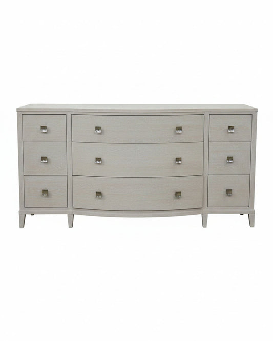 Bernhardt East Hampton Aged Silver, Cerused Linen 9-Drawer Dresser 72W 23D 37.5H