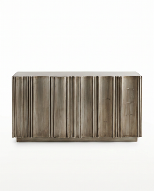 Bernhardt Tempo Buffet, Sandblasted Aluminum Overlay, Satin Nickel Finish 72W 20D 34H