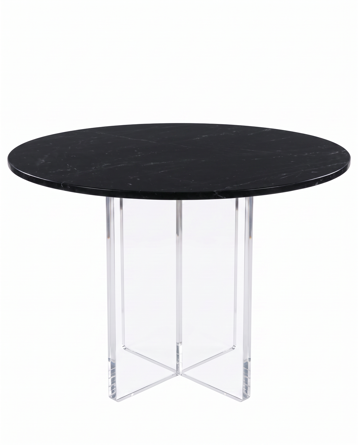 Beveled Black Marble w/Lucite Base Table 45Dia 28H