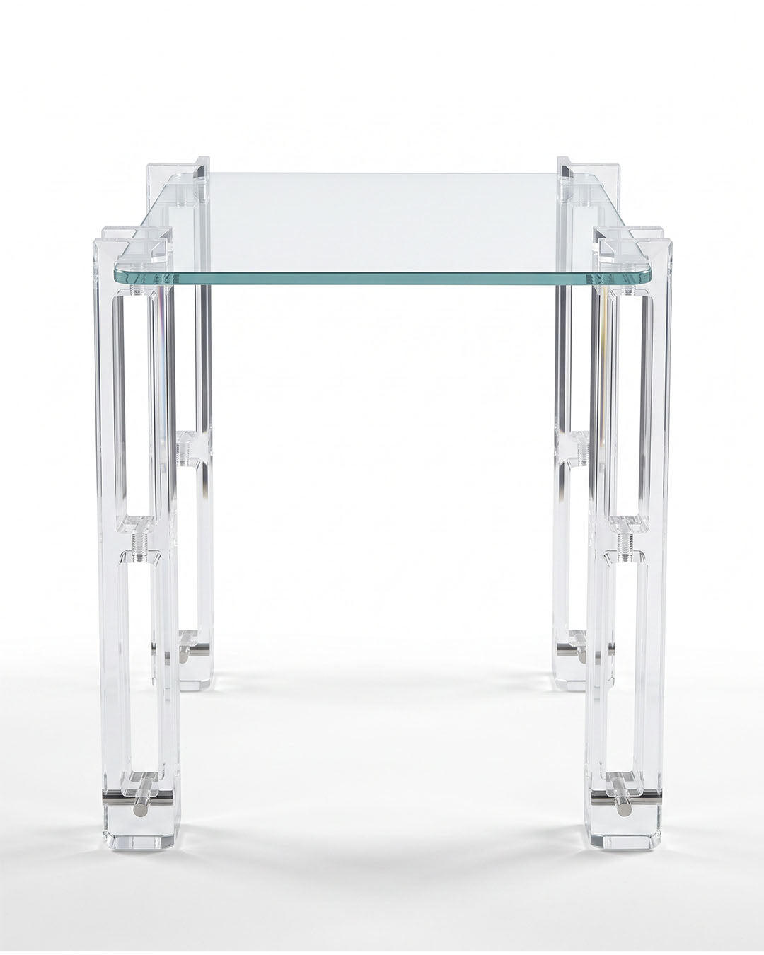 Beveled Lucite Leg Table w/Glass
