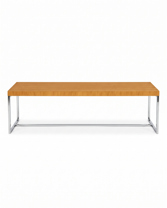 Blonde Wood Bench w/Stainless Steel Frame 71 x 17.75 x 17.75"