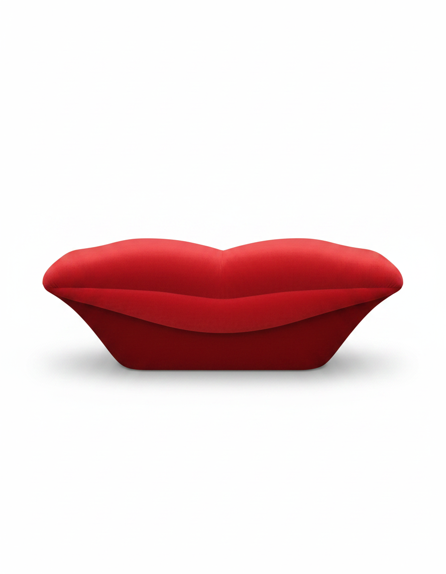 Bocca Red Velvet Lips Backless Love Seat 49.5W 12D 17.5H
