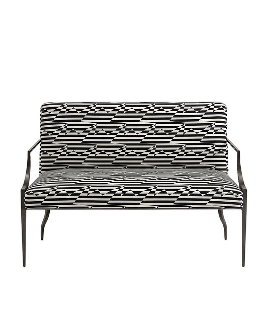 Bolier Graphic Patterned Upholstered Black/White Sette 48W 27D 32.5H