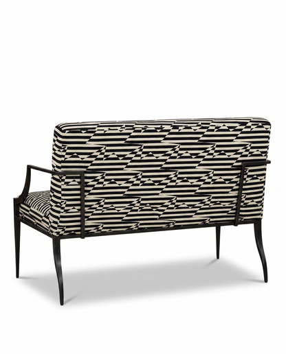 Bolier Graphic Patterned Upholstered Black/White Sette 48W 27D 32.5H