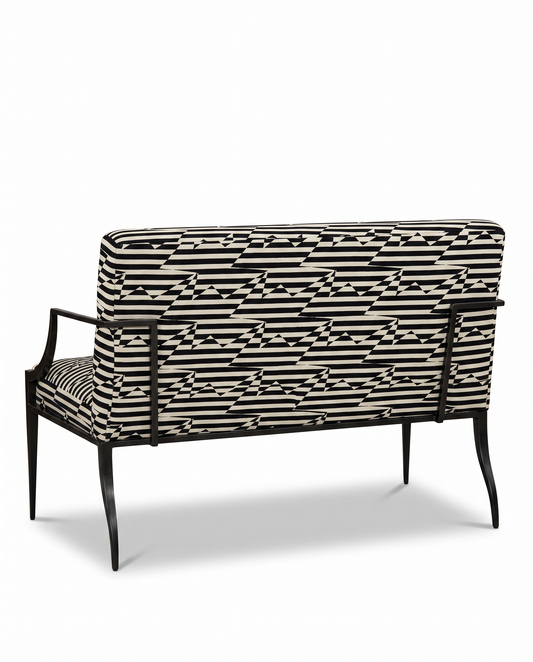 Bolier Graphic Patterned Upholstered Black/White Sette 48W 27D 32.5H
