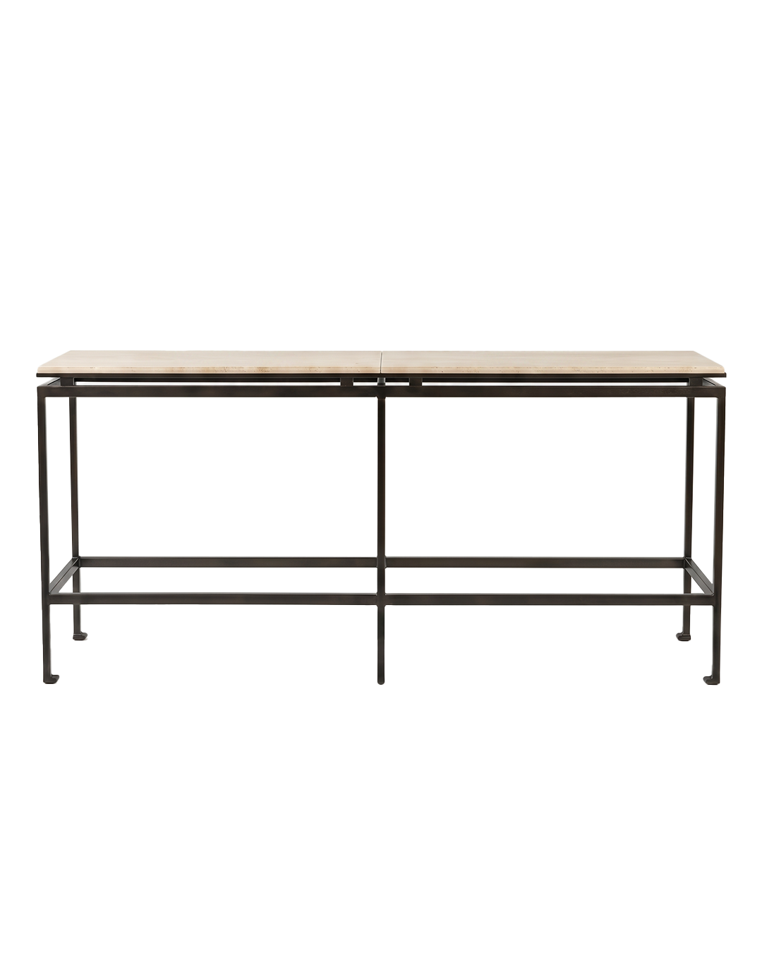 Bronze Metal Console Table, Floating White Marble Top 108W 18D 32H