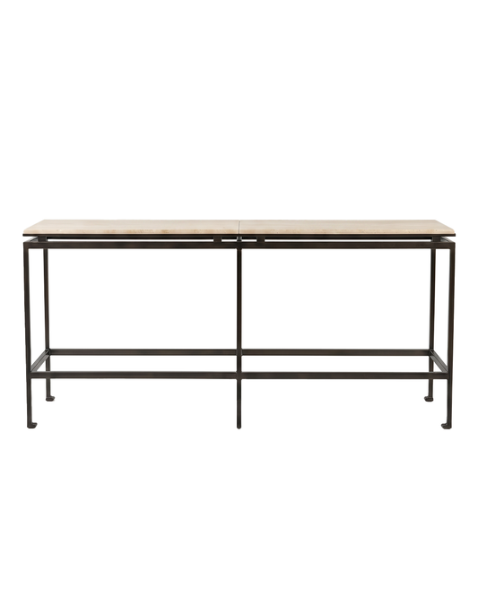 Bronze Metal Console Table, Floating White Marble Top 108W 18D 32H