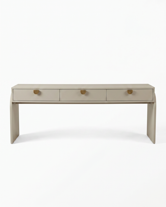 Callahan Console Table, Hokku Designs, Ivory Painted Linen 78W 19D 29.5H