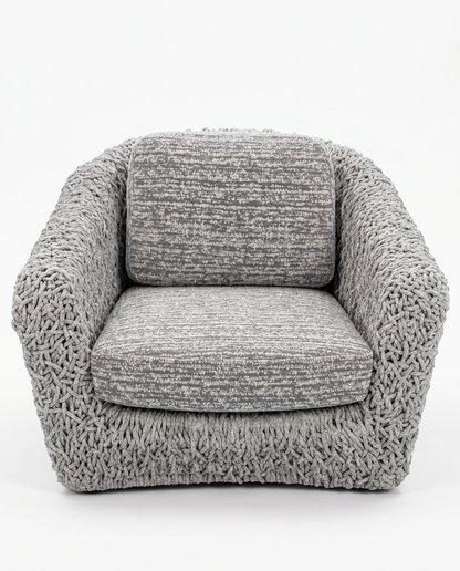 Carter Outdoor Swivel Lounge Grey Chairs, Braided Rope 44.5W 42D 31.5H - EACH