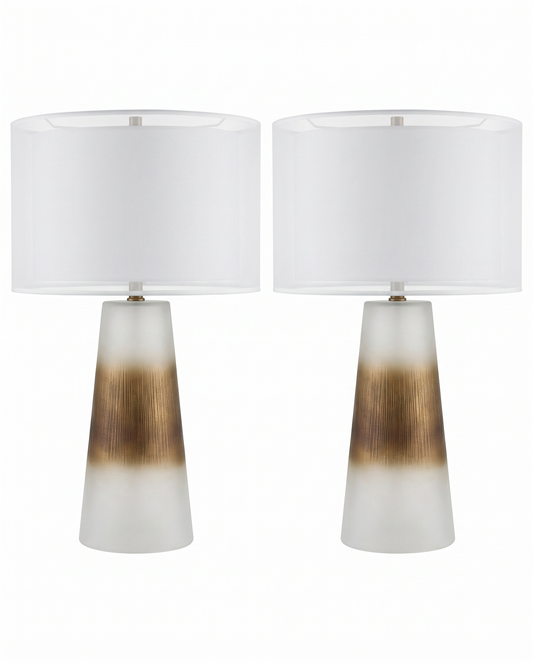 Ceramic Table Lamps w/Subtle Tapered Design 32H - PAIR