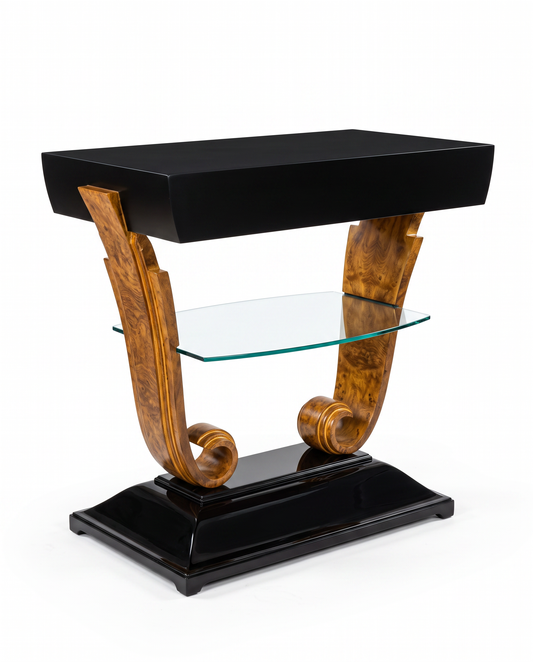 Christopher Guy Fontaine Side Table w/Drawer, Glass Shelf 25W 16D 24H