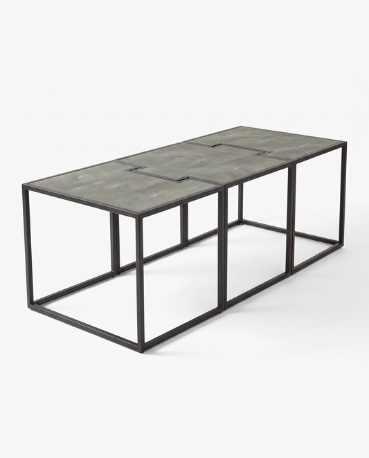 Connecting Bunching Coffee Table, Iron Frame, Textured Surface 60W 25H