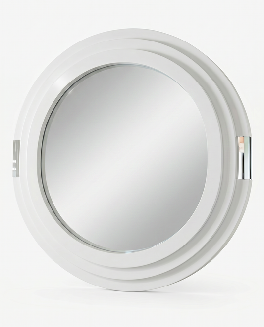Crate and Barrel Lewes White Plaster Wall Mirror, Tiered Frame 36W x 39H