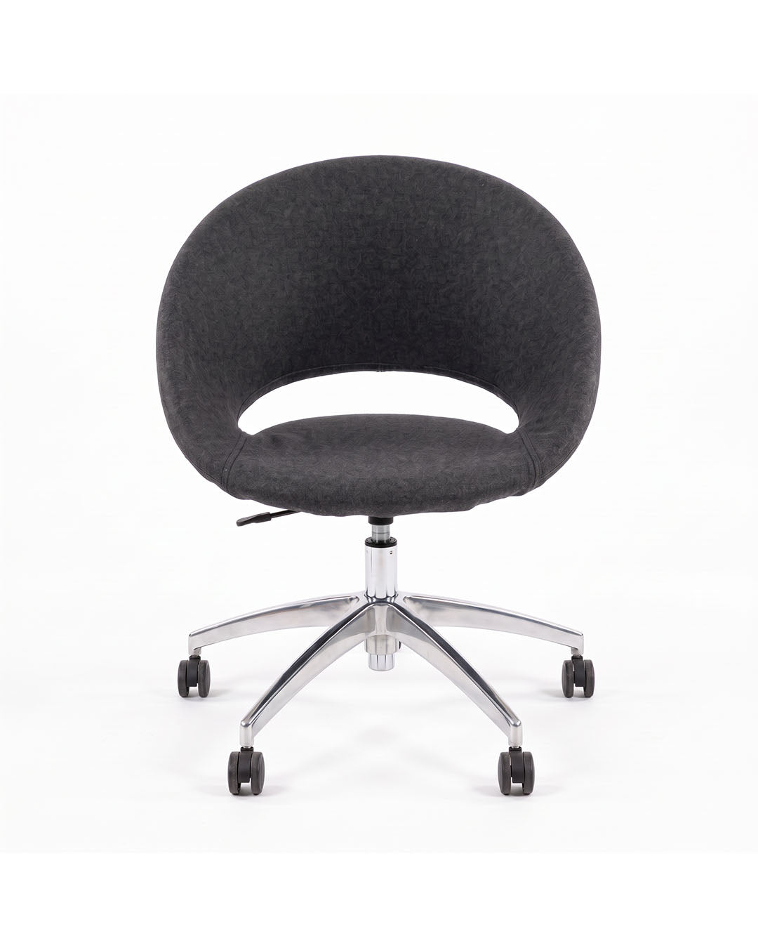 Crescent Office Chr., Grey Fabric, 5-Star Metal Bs. w/Smooth Rolling Casters 24 x 24 x 34