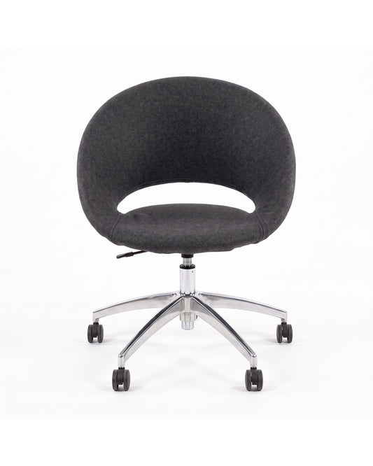 Crescent Office Chr., Grey Fabric, 5-Star Metal Bs. w/Smooth Rolling Casters 24 x 24 x 34
