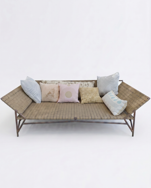 Cross Strap, Metal Frame Stretch Day Bed by Brown Jordan w/PILLOWS 92 x 57 x 27