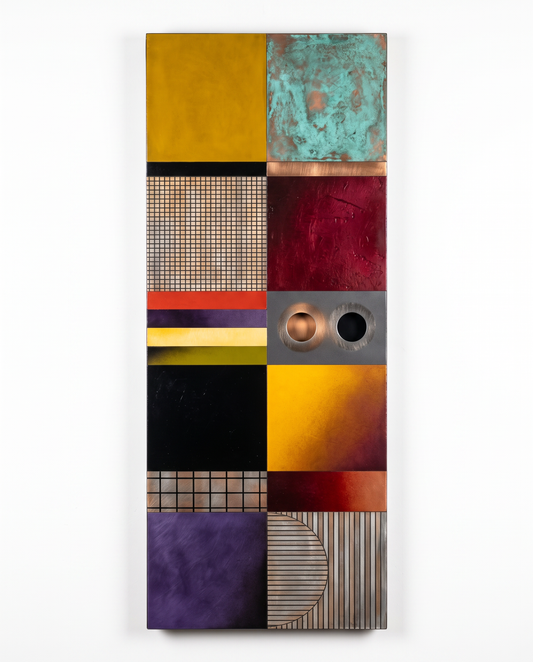 "Cross Track" Multi-Color Abstract Acrylic on Canvas by Greg Robinson 22 x 66