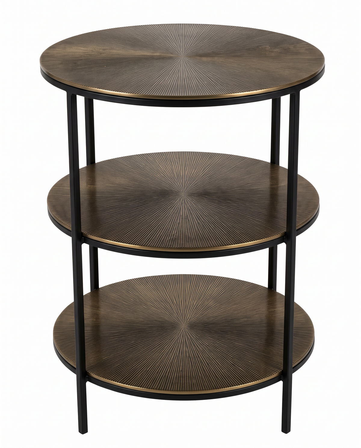 Curry & Co. 3-Tier. Textured Metal End Table 20Dia 26.5H
