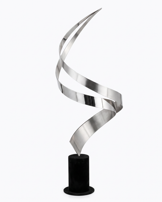 Curtis Jere Ribbon Swirl Sculpture, Heavy Base 31H