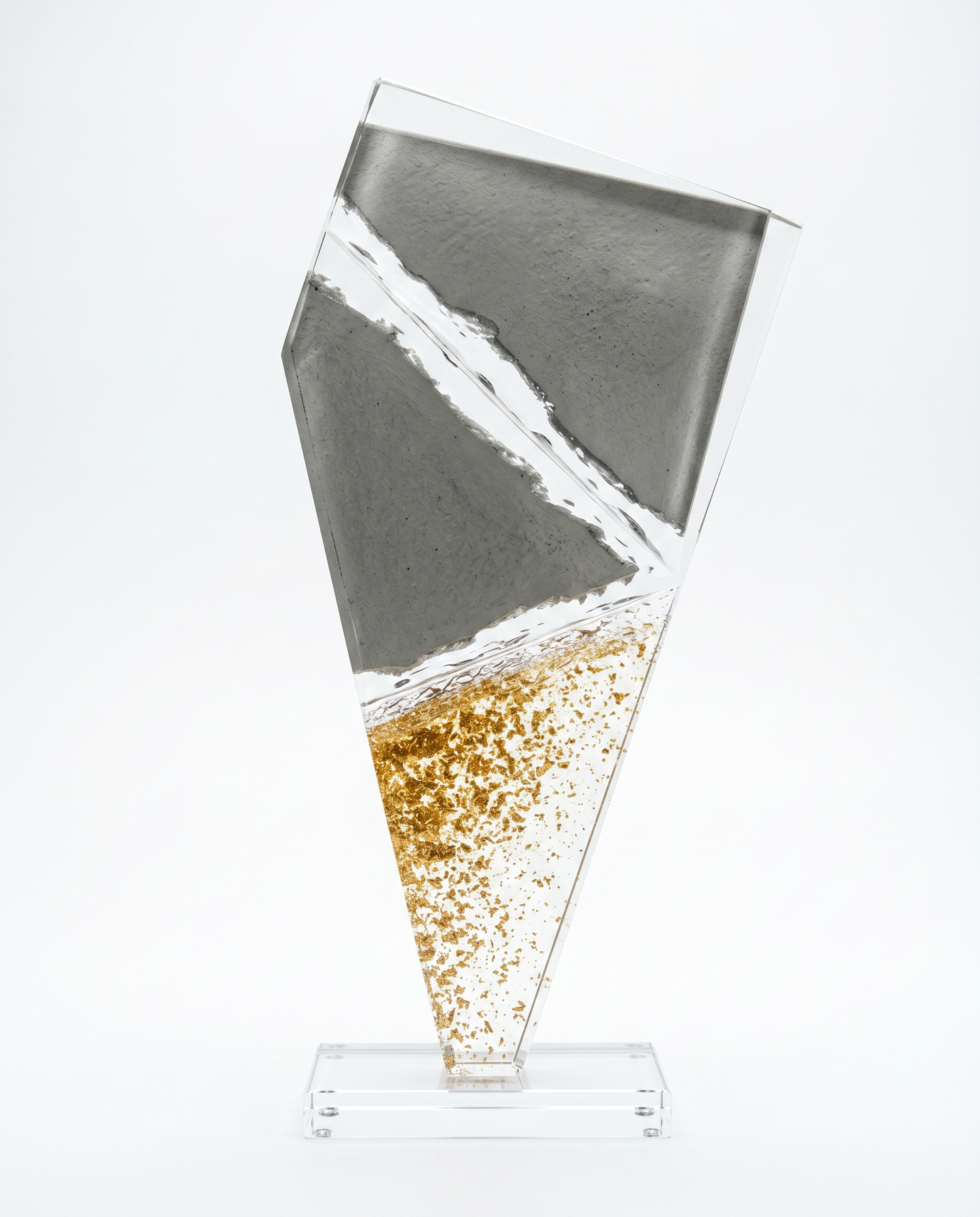 Custom Lucite Sculpture Smoked w/Gold Specks
