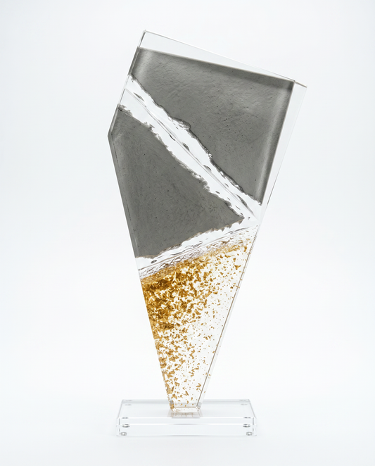 Custom Lucite Sculpture Smoked w/Gold Specks
