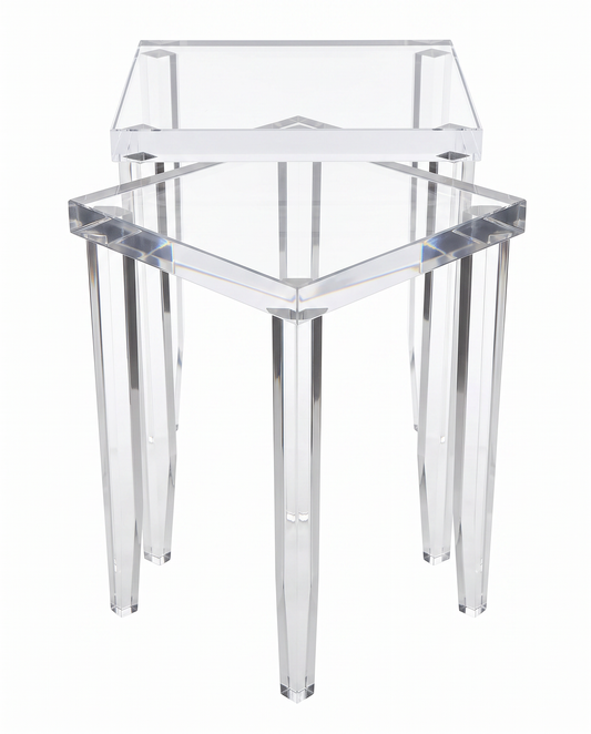Custom Lucite Stacking Accent Tables (PAIR) 14"Sq x 23.5"