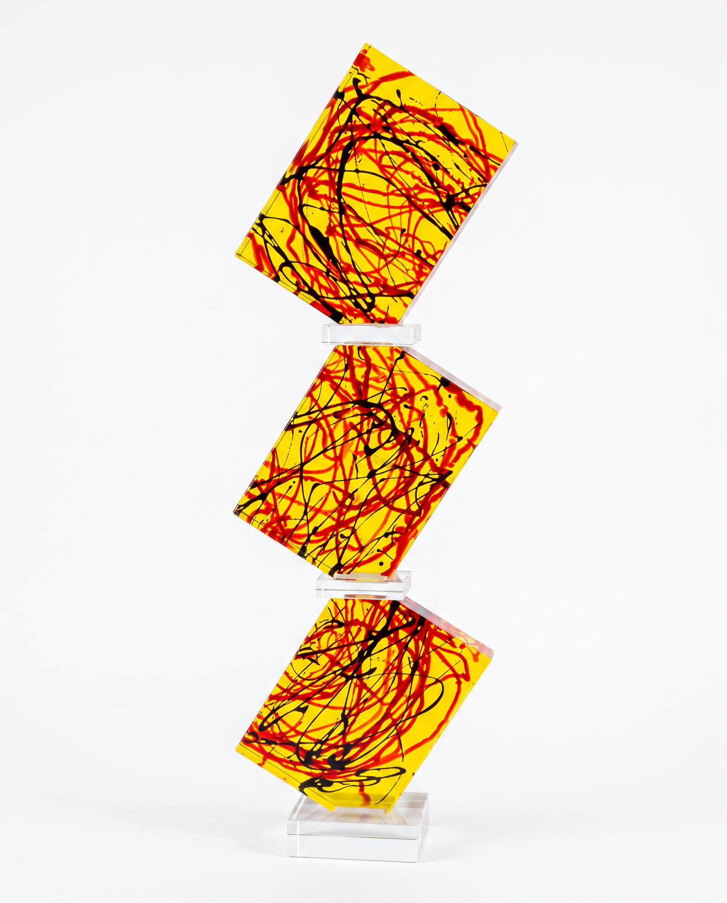 Custom Lucite Tower, Abstract Design 30.25"H