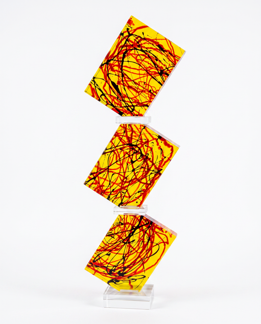 Custom Lucite Tower, Abstract Design 30.25"H