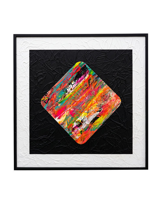 "Dancing Spectrum" Signed Framed Abstract 41.25"Sq