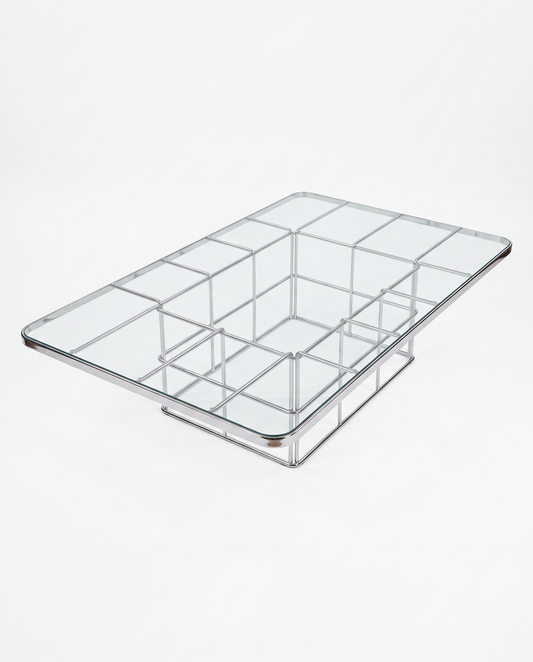 Decca Bolier Bent Metal Coffee Table, Singular Steel Tube Interwoven Within Itself 60W 36D 15H