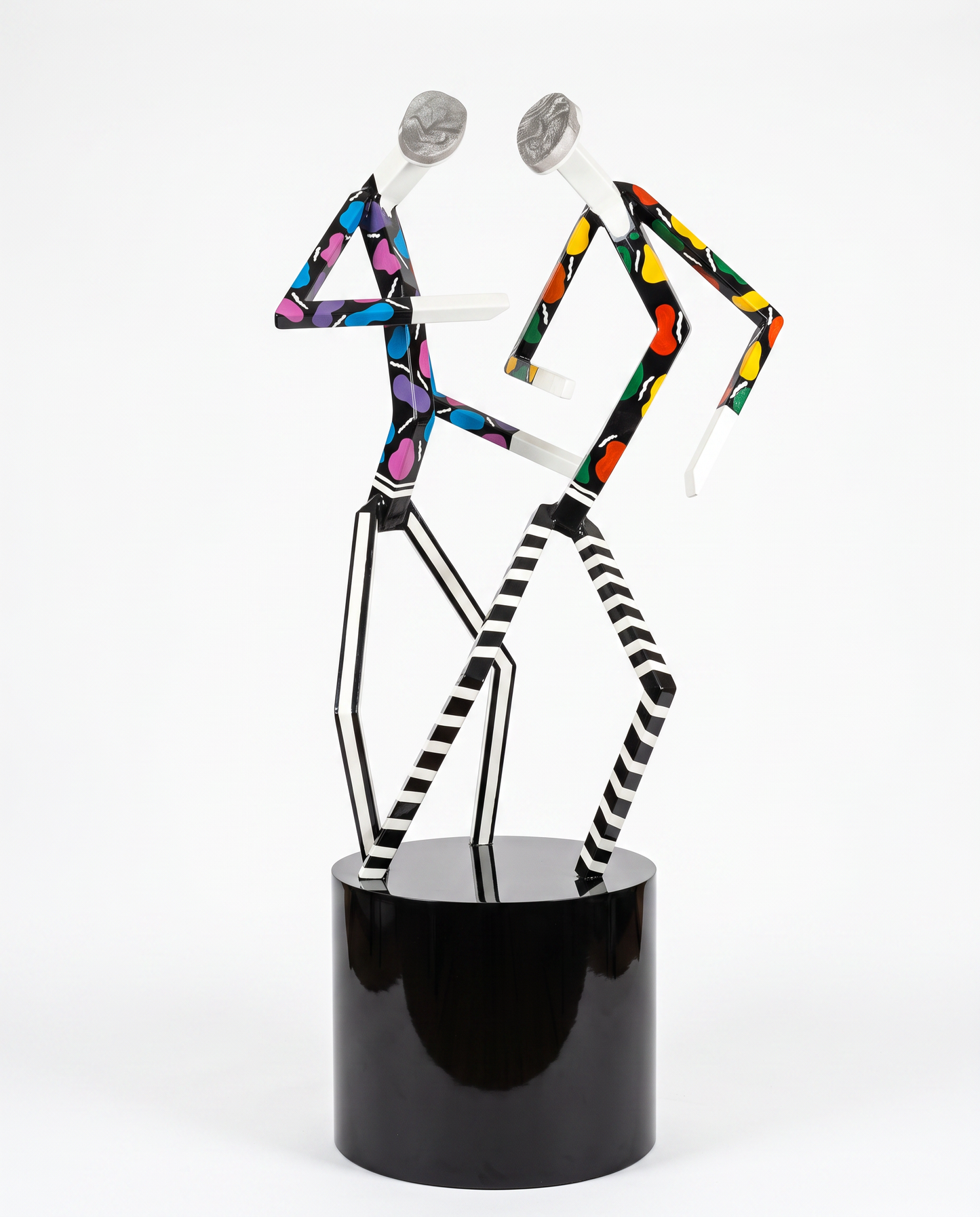 "Disco Nights" by R. Cordisco '92, Multi-Color ptd. Stainless Steel Sculpture on Pedestal 35W 21D 70H