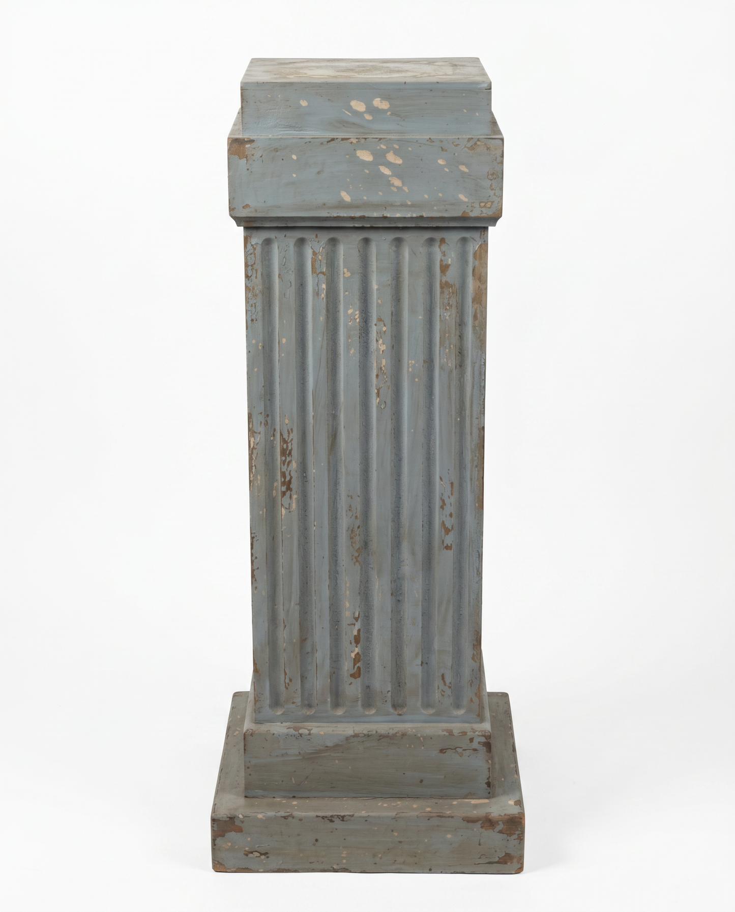 Distressed Farmhouse-Style Pedestal Column 17Sq 42.5H - PAIR