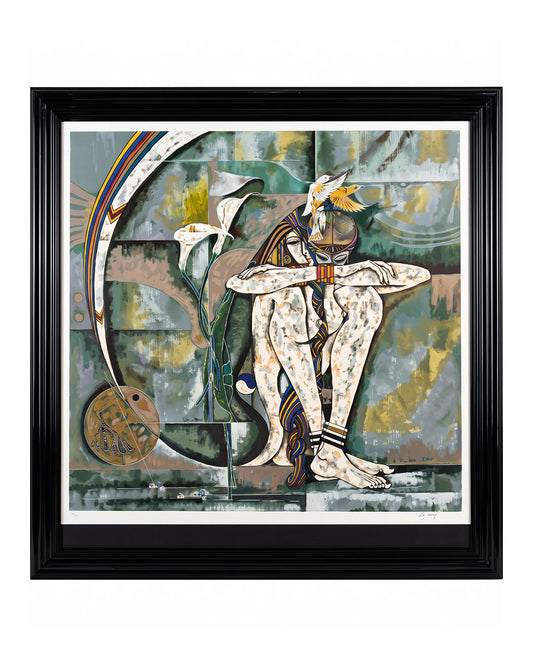 "Dreaming" Signed Lu Hong Ltd. Ed. 19/300 Lithograph 37.5 Sq.