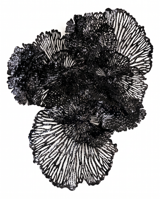 Flower Wall Art, Abstract, Black Metal 63 x 48
