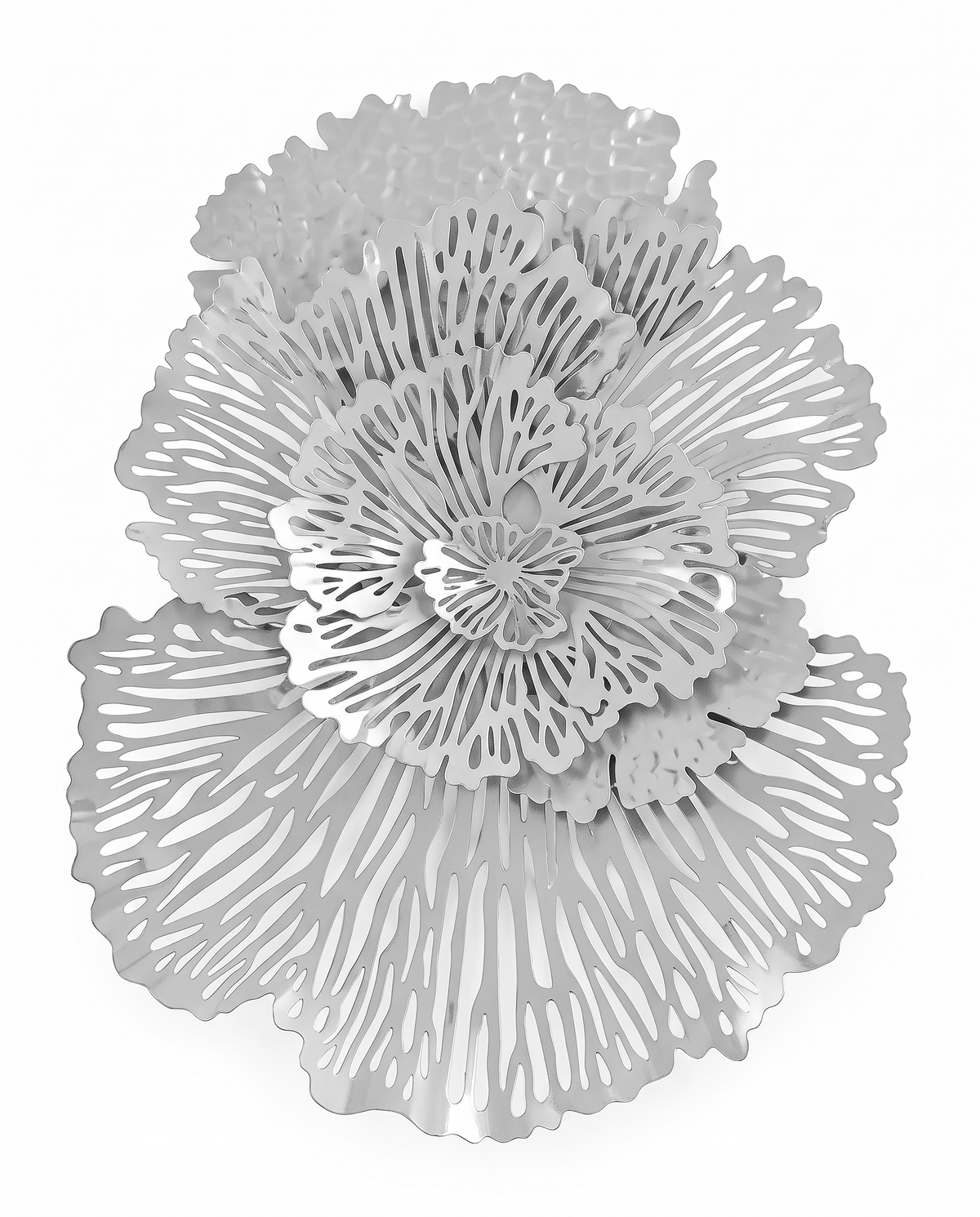 Flower Wall Art, Abstract, Gray Metal 43 x 29