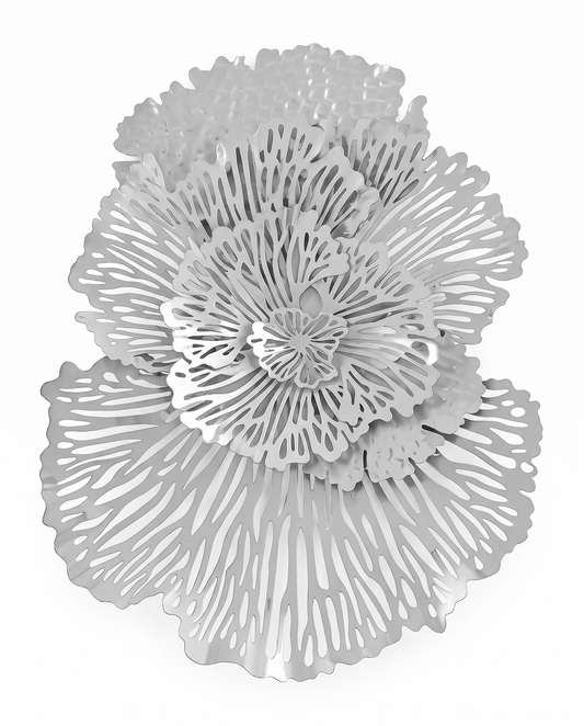 Flower Wall Art, Abstract, Gray Metal 43 x 29