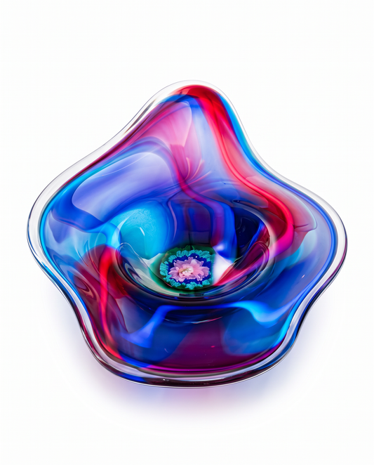 Freeform Art Glass Centerpiece Bowl, Murano Italy 34 x 21.5