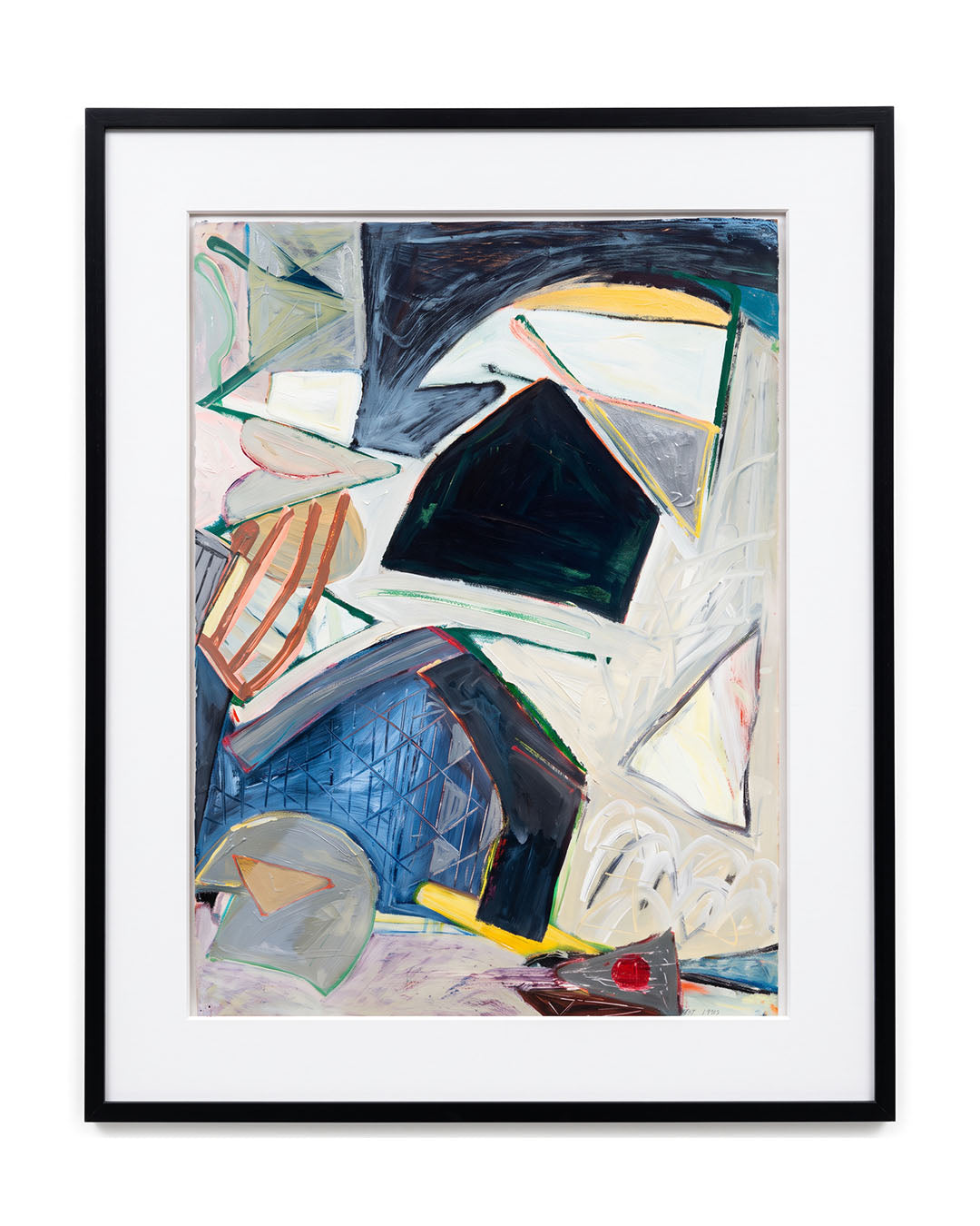 Geometrical Acrylic on Paper Abstract, Signed & Dated, Matted & Framed 30.5 x 38.5