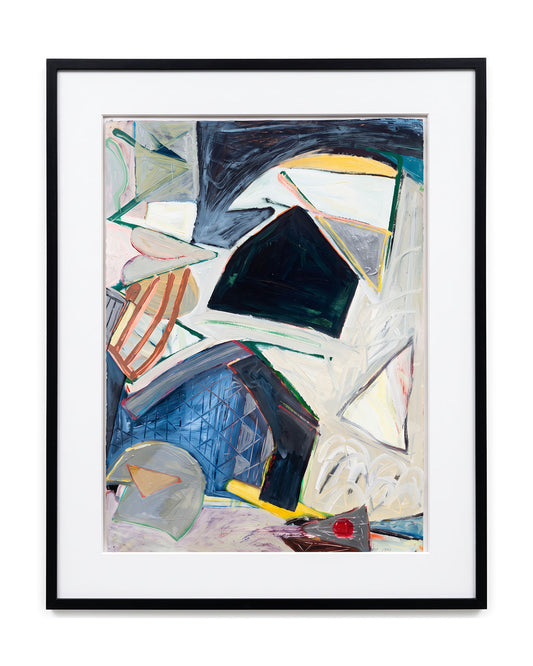 Geometrical Acrylic on Paper Abstract, Signed & Dated, Matted & Framed 30.5 x 38.5