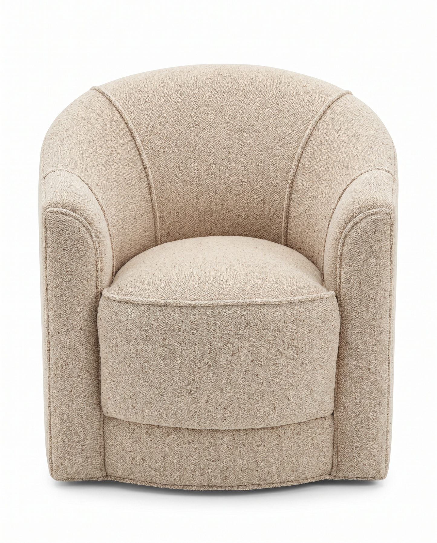 Gina B. Beige Textured Lounge Chair, Swivel Base, Round Barrel Style 33W 34D 31.5H