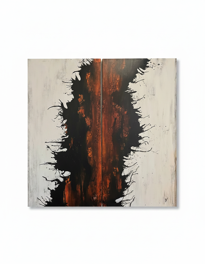"Give or Take I & II" Original Acrylic Diptych Painting on Canvas by Farrell Elizabeth Douglass