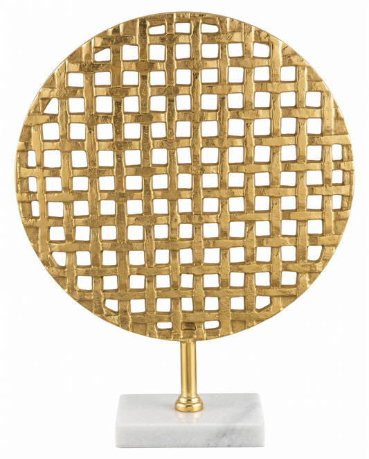 Gold Mesh on Marble Base Centerpiece 17.5H