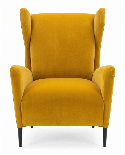 Granta Lounge Chair, Inspired by 1950's Italian Design, Sculptural Winged Silhouette, Hourglass Style Spool Back 32W 36.5D 42.5H