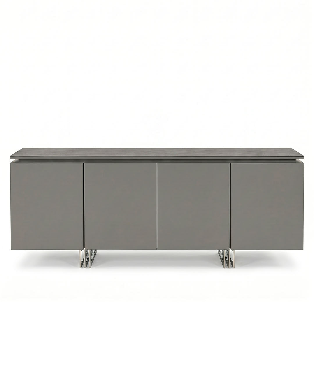 Gray Console Cabinet, Silestone Quarts Surface, Stainless Steel Legs 87W 20D 32H
