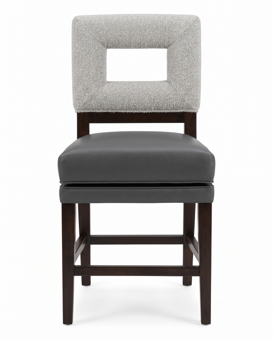 Grey Leather w/Uphols Back Swivel Bar Chairs SET OF 3 20 x 21 x 42.5"