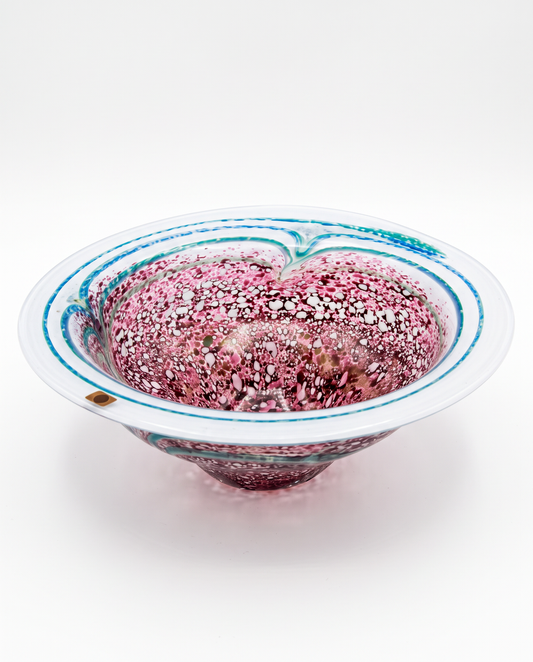 Gusum Sweden Glass Bowl, Mottled Design w/Copper Aventurine Speckles